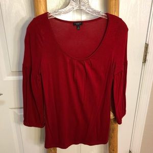 Talbots solid dark red rayon top, size S